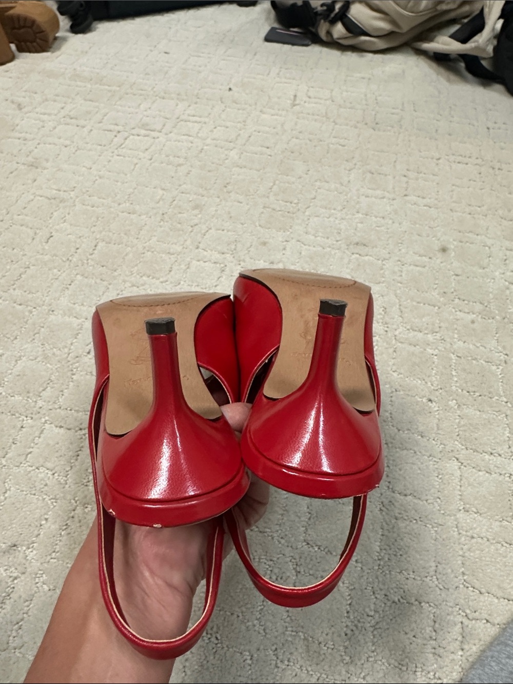 Franco Sarto Khloe Red Pointed Slingback Pumps with Strap - Picture 4 of 5